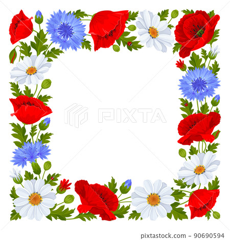 Square Frame With Wildflowers 90690594
