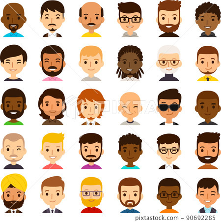 Diverse Cartoon Men Avatars Diverse Cartoon Men Avatars 90692285