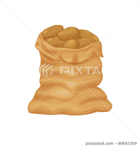 Potato. A bag of ripe potatoes. Potatoes in a big bag. Fresh vegetables. Farm organic products. Vector illustration Potato. A bag of ripe potatoes. Potatoes in a big bag. Fresh vegetables. Farm organic products. Vector illustration 90692309