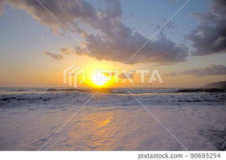 Beautiful sunset on the Mediterranean coast Beautiful sunset on the Mediterranean coast 90693254