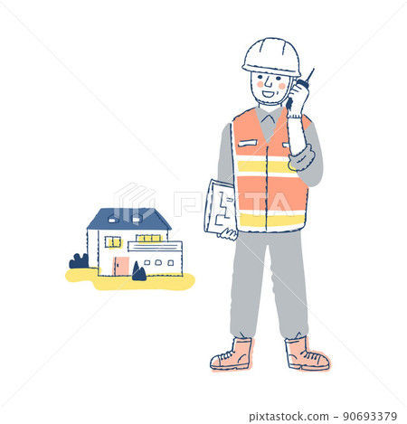 A man and a house doing civil engineering and construction related work A man and a house doing civil engineering and construction related work 90693379