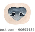 Watercolour illustration of Dog Nose Snoup. Symbol of sense of smell, scent, intuition, investigation, research, rescue. Hand painted water color graphic drawing, cut out clip art element for design. 90693484