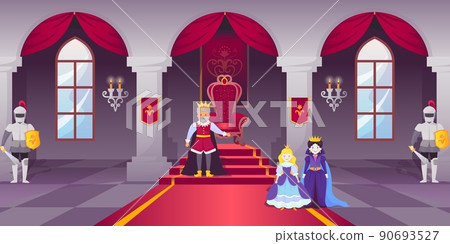 King and queen in court room a palace Royalty Free Vector