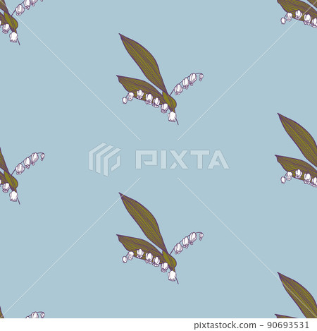 Repeating forest pattern of delicate lilies of the valley in dusty colors. Silence and tranquility of nature. Repeating forest pattern of delicate lilies of the valley in dusty colors. Silence and tranquility of nature. 90693531