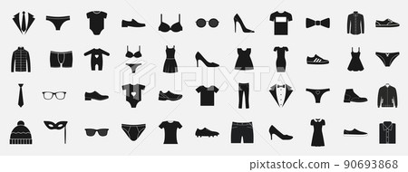 Clothes and accessories set, icons set. Vector illustration. 90693868