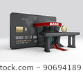 3d Rendering of Credit Card with Bank Building. clipping path included. 90694189