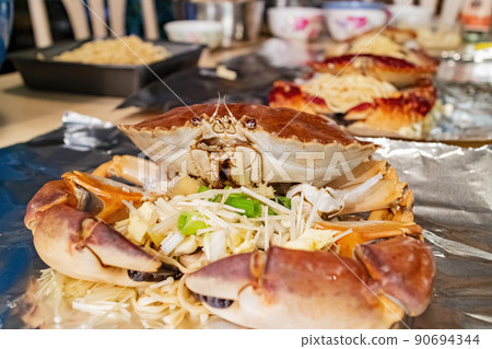 Close up shot of stone crab preparing for grilling 90694344