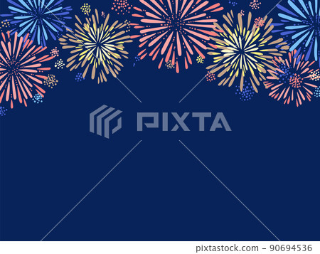 Landscape with fireworks-hand-painted-background 90694536