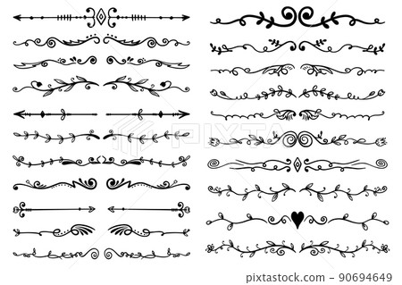 Set of doodle floral elements for card decoration. Design element for poster, card, banner, sign, flyer. Vector illustration 90694649