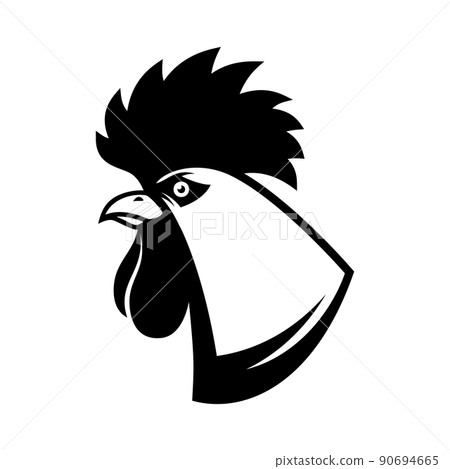 Illustration of rooster head in engraving style. Design element for logo, label, emblem, sign. Vector illustration Illustration of rooster head in engraving style. Design element for logo, label, emblem, sign. Vector illustration 90694665