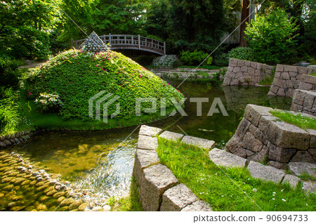 Stream and some pond in japanese garden in Albert Kahn park Stream and some pond in japanese garden in Albert Kahn park 90694733