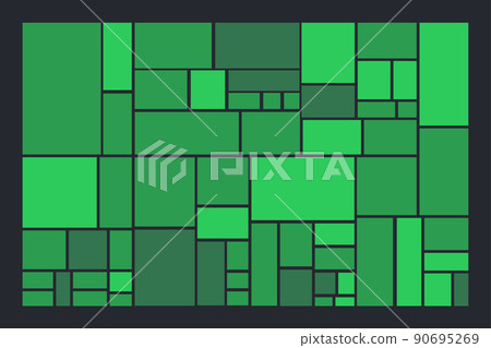 Heat map chart. Green treemap graph template. 90695269