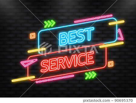 Neon Icon. Best service banner on blue background. Vector illustration. Neon Icon. Best service banner on blue background. Vector illustration. 90695370