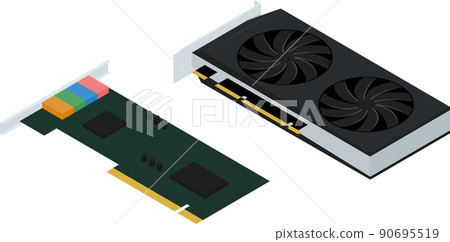 Isometric flat video graphics and sound cards 90695519
