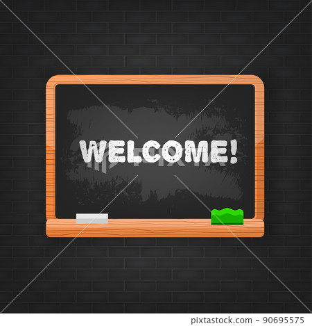 Welcome school board in flat style on black background. Vintage background. Banner design Welcome school board in flat style on black background. Vintage background. Banner design 90695575