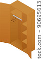 Empty isometric wardrobe, brown rustic furniture 90695613