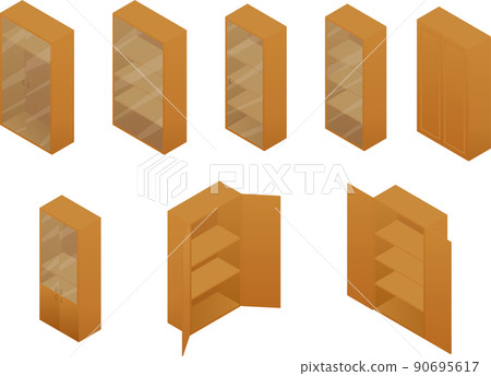 Cupboard isometric set of vitrine furniture Cupboard isometric set of vitrine furniture 90695617