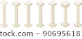 Antique Greek column isometric view set icon 90695618