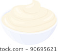 Cartoon  creamy mayonnaise in small round bowl 90695621