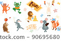 Playing summer animals on vacation cartoon set 90695680