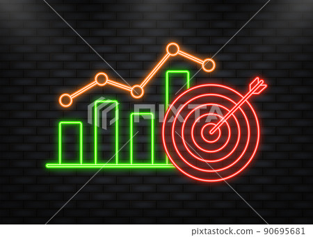 3d target neon raise for concept design. Vector illustration. Development strategy. 3d target neon raise for concept design. Vector illustration. Development strategy. 90695681