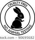 Cruelty free concept emblem design with rabbit 90695682