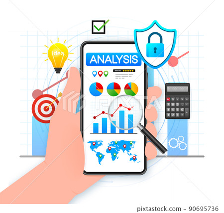 Flat icon with kpi for marketing design. Financial investment. Business data analysis Flat icon with kpi for marketing design. Financial investment. Business data analysis 90695736