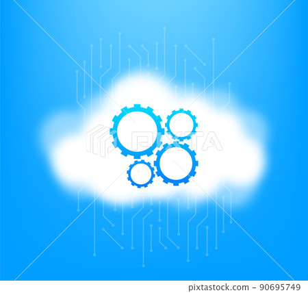 Line art cloud setting for web design. Internet network. Line art 90695749