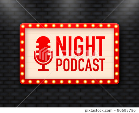 Night Podcast. Badge, icon stamp logo Vector illustration 90695786