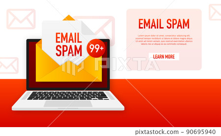 Cartoon icon with email spam. Data protection. Alert message Cartoon icon with email spam. Data protection. Alert message 90695940