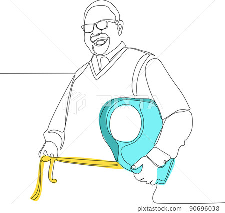 Minimal concept of man sitting on a fitness ball 90696038