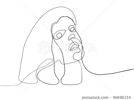 Continuous line drawing of face woman.Abstract line art portrait, Line,continuous line,drawing, Vector minimalism style and sketch portrait  concept. 90696154