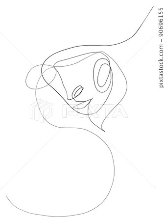 Continuous line drawing of face woman.Abstract line art portrait, Line,continuous line,drawing, Vector minimalism style and sketch portrait  concept. 90696155