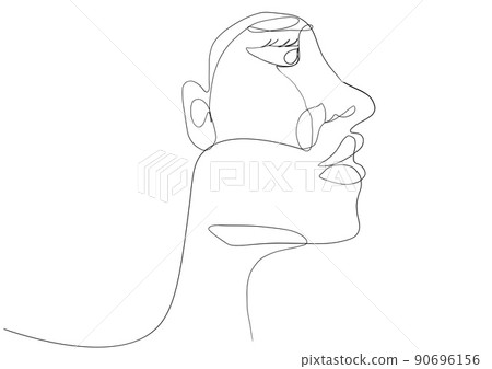 Continuous line drawing of face woman.Abstract line art portrait, Line,continuous line,drawing, Vector minimalism style and sketch portrait  concept. 90696156