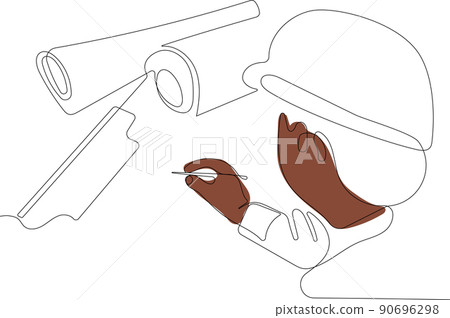 afro engineer wearing helmet makes a calculation afro engineer wearing helmet makes a calculation 90696298
