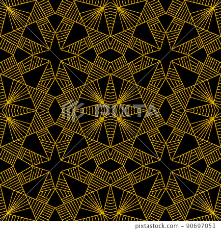 Seamless abstract dark background with golden shapes. Black and gold luxury pattern Seamless abstract dark background with golden shapes. Black and gold luxury pattern 90697051