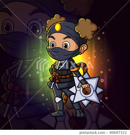 The curly ninja girl with the big shuriken esport mascot logo design The curly ninja girl with the big shuriken esport mascot logo design 90697322