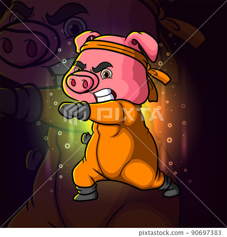 The strong kung fu pig is giving the punch esport mascot logo design The strong kung fu pig is giving the punch esport mascot logo design 90697383