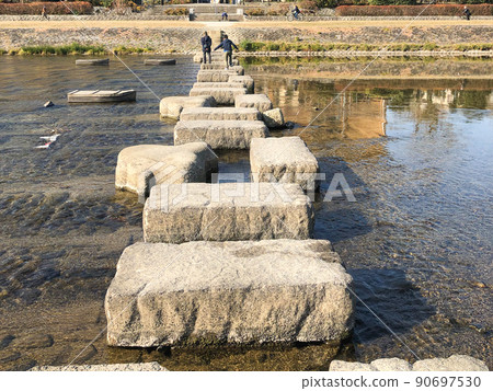 Nijo Flying Stones on the Kamo River, Kyoto 90697530