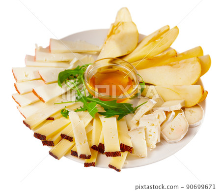 Cheese plate with pears and honey 90699671