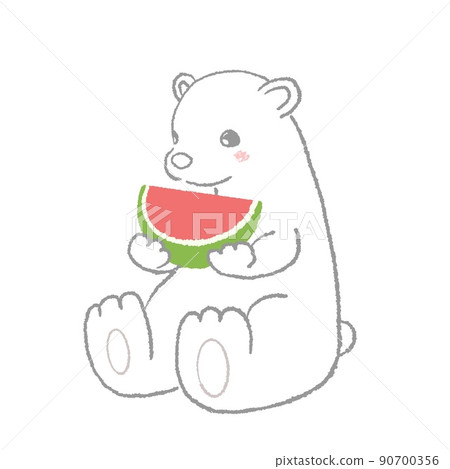 拿著西瓜的北極熊 拿著西瓜的北極熊 90700356