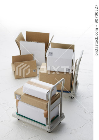 A cute miniature of cardboard and dolly with the image of logistics and home delivery 2 90700527