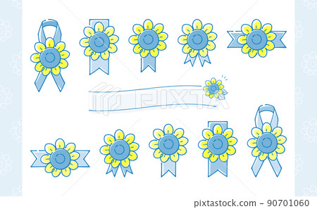 Sunflower and ribbon set with pattern blue version 90701060