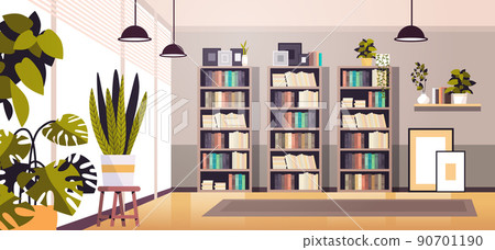 modern cabinet empty no people office interior contemporary co-working center with bookshelves modern cabinet empty no people office interior contemporary co-working center with bookshelves 90701190