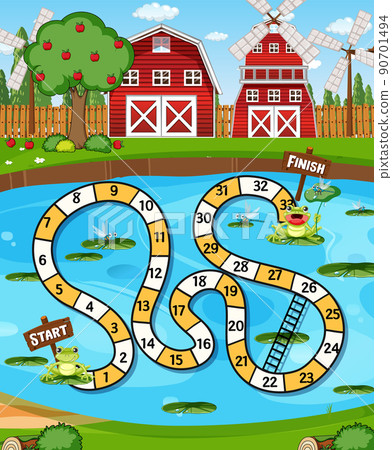 Boardgame template with frogs in pond 90701494