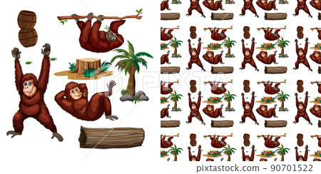 Seamless background with chimpanzee and trees Seamless background with chimpanzee and trees 90701522