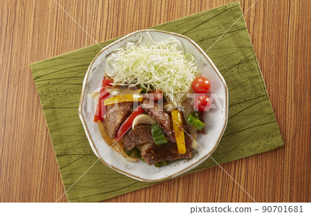 Yakiniku dish served with vegetables 90701681
