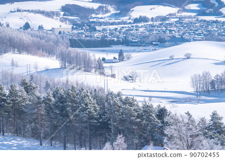 《北海道》上富良野的雪景,千望峠觀 《北海道》上富良野的雪景,千望峠觀 90702455