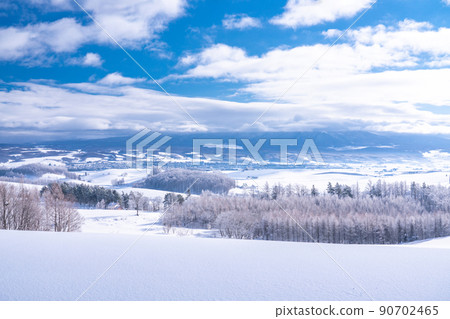 《北海道》上富良野的雪景,千望峠觀 《北海道》上富良野的雪景,千望峠觀 90702465