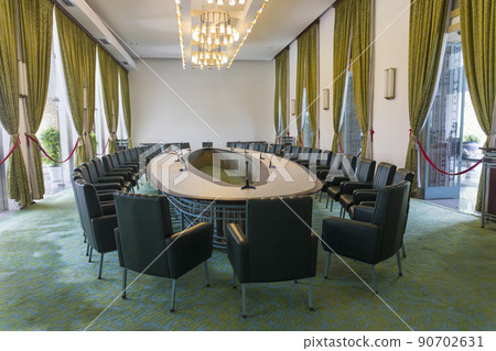 Ho Chi Minh, Vietnam - Oct 17, 2019 : View of meeting room inside Independence Palace in Ho Chi Minh City, Vietnam on Oct 17, 2019. Ho Chi Minh, Vietnam - Oct 17, 2019 : View of meeting room inside Independence Palace in Ho Chi Minh City, Vietnam on Oct 17, 2019. 90702631